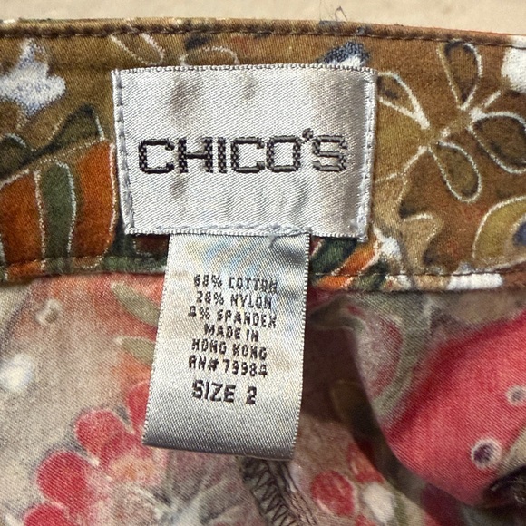 Chico’s Paisley Patterned Crop Boho Retro Straight Leg Pants Size 2 Medium 12/14 - Picture 3 of 4